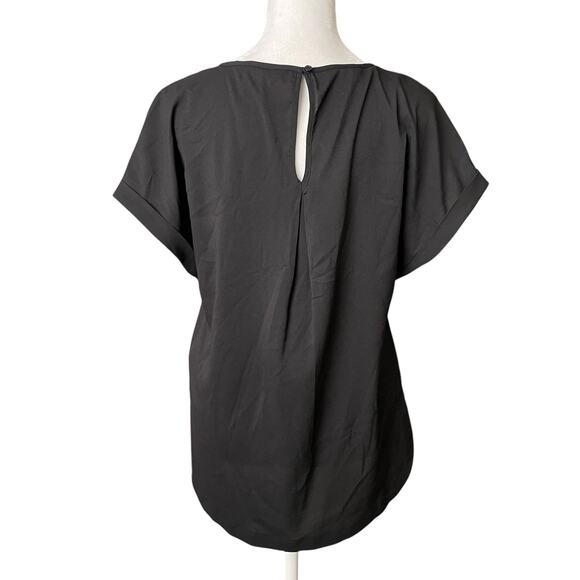 French Connection Medium Blouse Dolman Cap Sleeve Solid Black Top Shirt - Picture 7 of 8